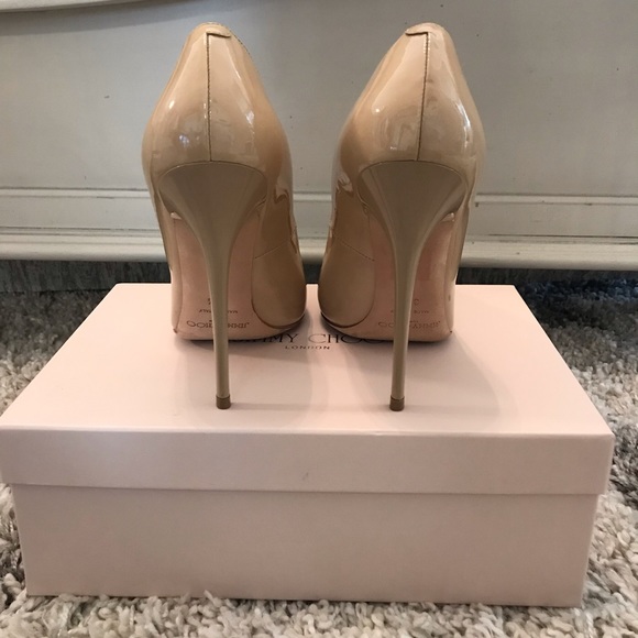 Jimmy Choo Anouk Patent Leather Nude Heels sz.38.5 - Picture 6 of 7